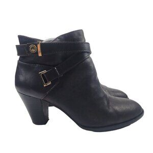 Louise et Cie Leather Lo-Ranier Heel Booties Chocolate Brown Distressed 8.5